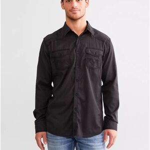 Buckle Black | Athletic Fit Black Stretch Long Sleeve Button Down Shirt Large